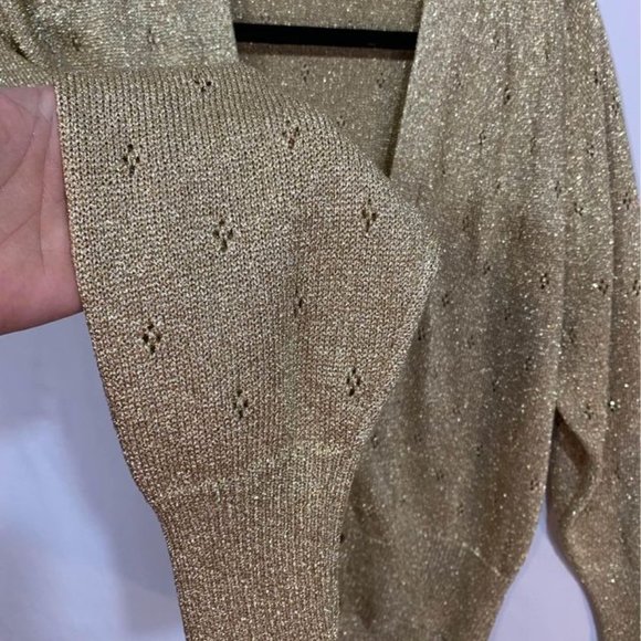 WOMAN’S RINO ROSSI gold glitter cardigan with nautical buttons. Size medium - Picture 4 of 9